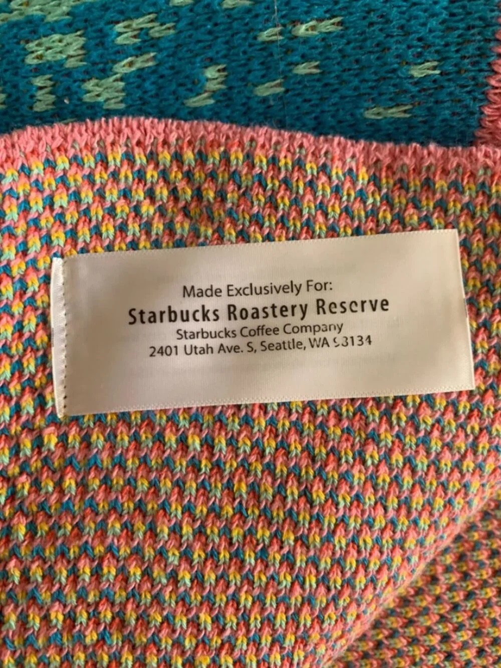 Starbucks Jade Purple Brown Exclusive Blanket Bright Colorful Waves 62 x 50